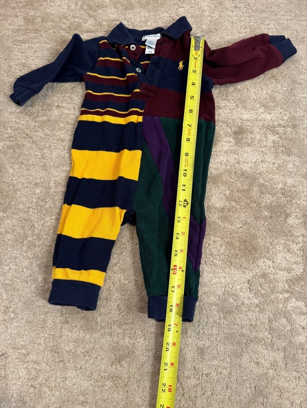 Ralph Lauren Baby Boys Colorblock Polo Romper 6M